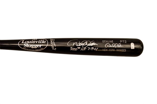 2011 Derek Jeter Signed & Inscribed "3,000th Hit 7-9-11" Presentational Game Model Bat - MLB Auth